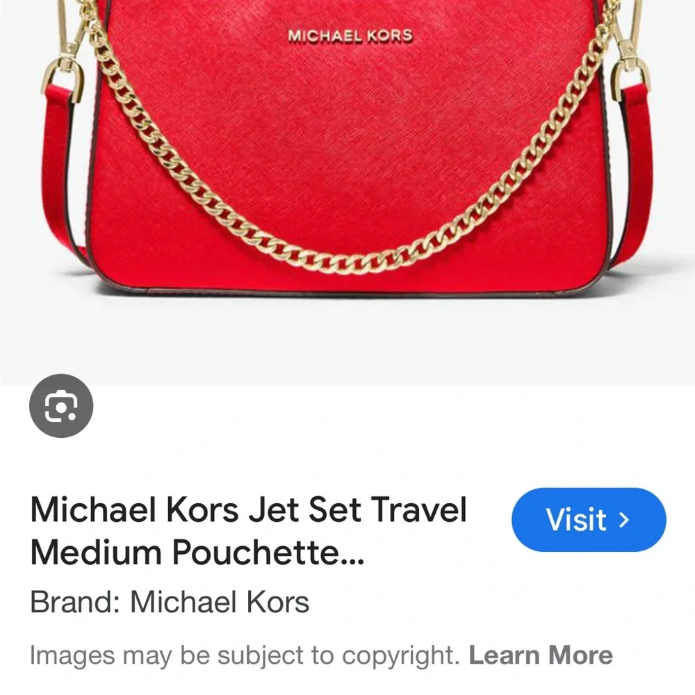 Michael Kors Vibrant Red Crossbody with Gold Accents - Picture 3 of 4